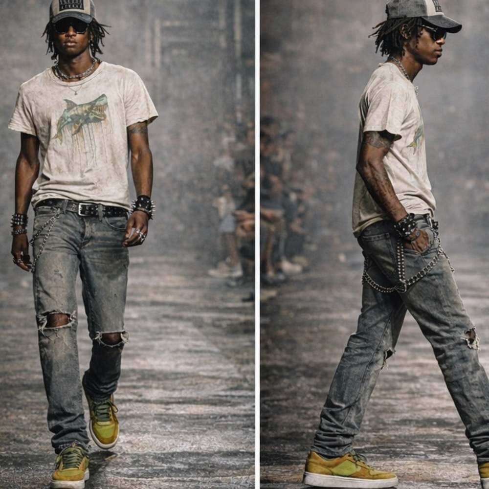 Shark T-shirt and Asos Jeans 2pc Grunge Bundle